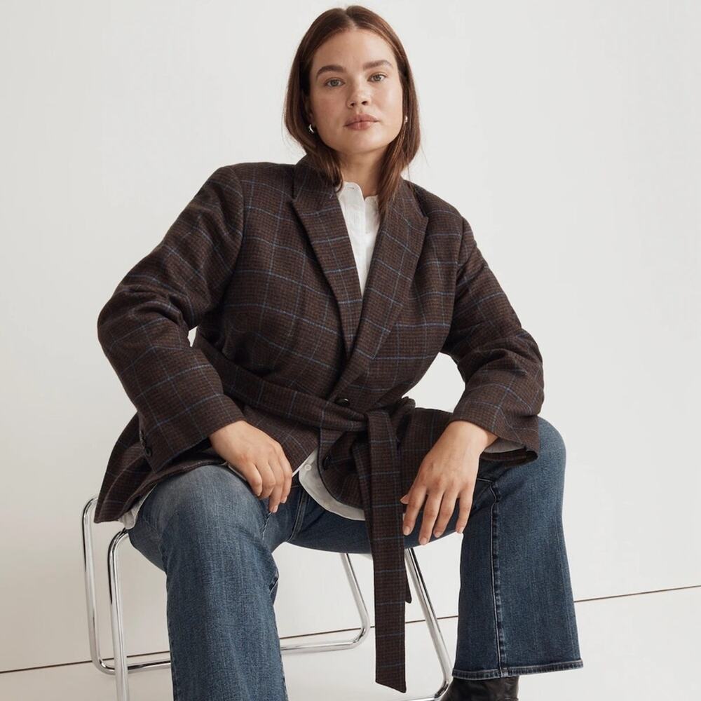Madewell Brown Plaid Blazer